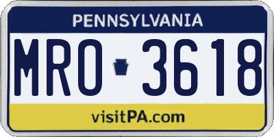 PA license plate MRO3618