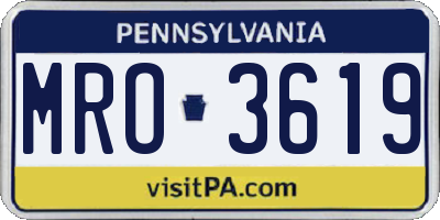 PA license plate MRO3619