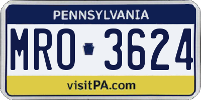 PA license plate MRO3624
