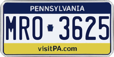 PA license plate MRO3625
