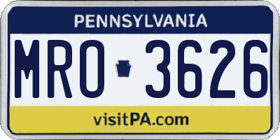 PA license plate MRO3626