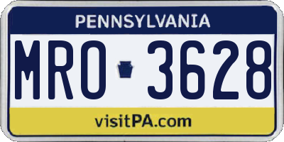 PA license plate MRO3628
