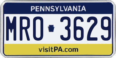 PA license plate MRO3629