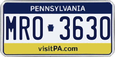 PA license plate MRO3630