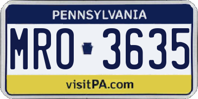 PA license plate MRO3635