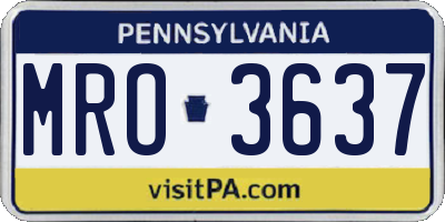 PA license plate MRO3637