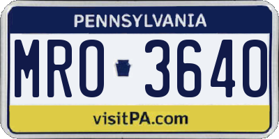 PA license plate MRO3640