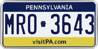 PA license plate MRO3643