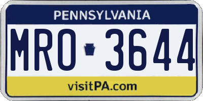 PA license plate MRO3644