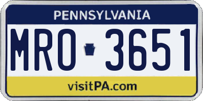 PA license plate MRO3651