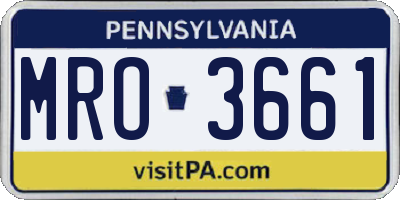 PA license plate MRO3661