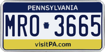 PA license plate MRO3665