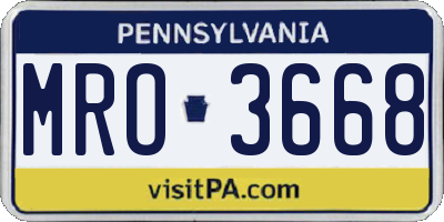 PA license plate MRO3668