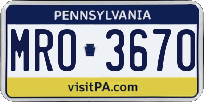 PA license plate MRO3670