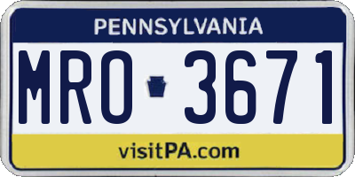 PA license plate MRO3671