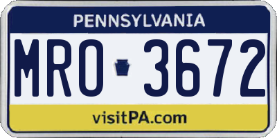 PA license plate MRO3672