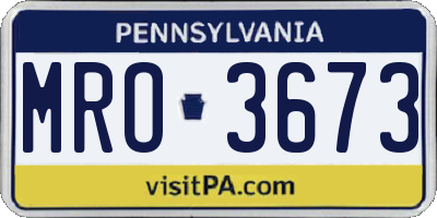 PA license plate MRO3673