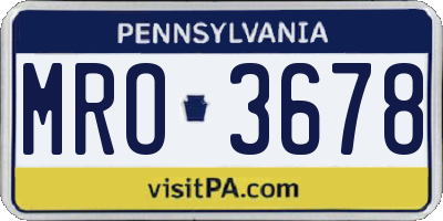PA license plate MRO3678