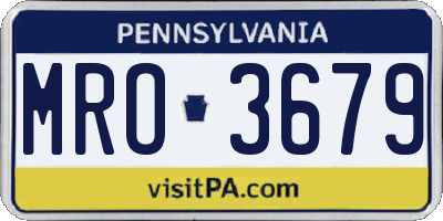 PA license plate MRO3679