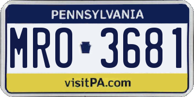 PA license plate MRO3681