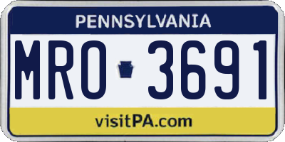 PA license plate MRO3691