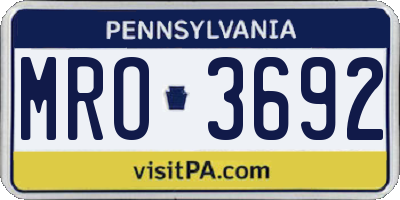 PA license plate MRO3692