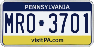 PA license plate MRO3701