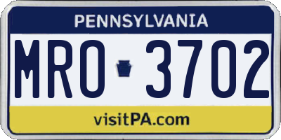 PA license plate MRO3702