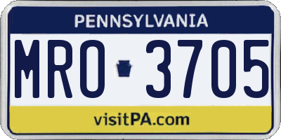 PA license plate MRO3705