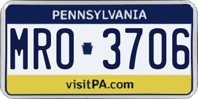 PA license plate MRO3706