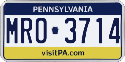 PA license plate MRO3714