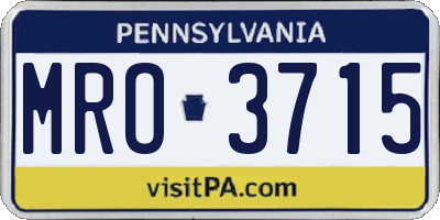 PA license plate MRO3715