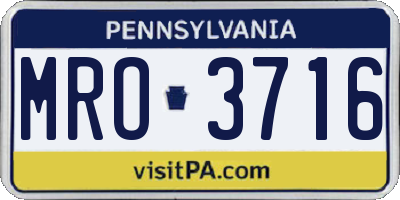 PA license plate MRO3716