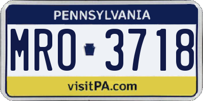 PA license plate MRO3718