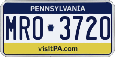 PA license plate MRO3720