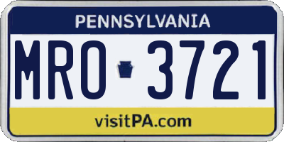 PA license plate MRO3721