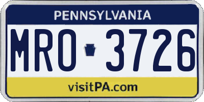 PA license plate MRO3726