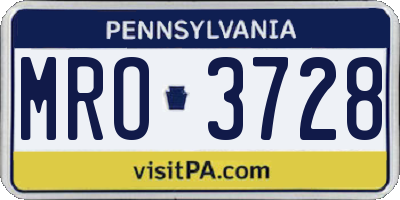 PA license plate MRO3728