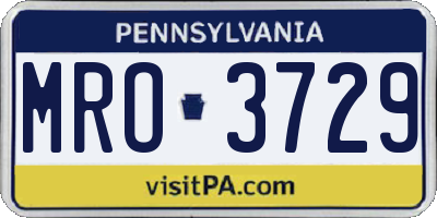 PA license plate MRO3729