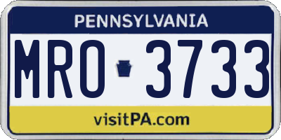 PA license plate MRO3733
