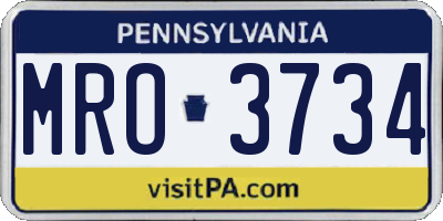 PA license plate MRO3734