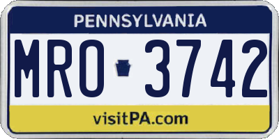 PA license plate MRO3742