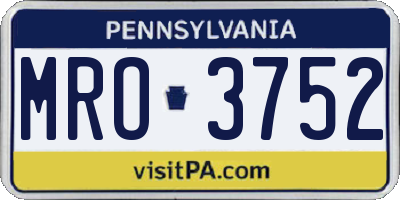 PA license plate MRO3752