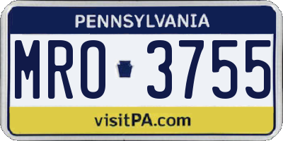 PA license plate MRO3755