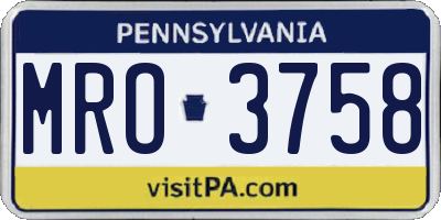 PA license plate MRO3758