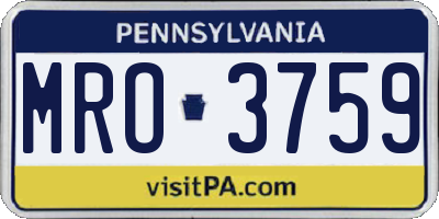 PA license plate MRO3759