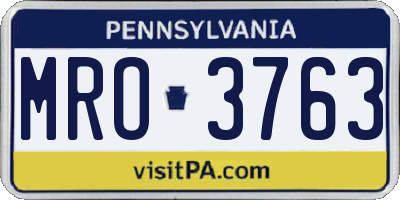 PA license plate MRO3763