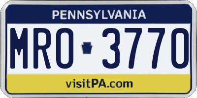 PA license plate MRO3770