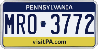 PA license plate MRO3772