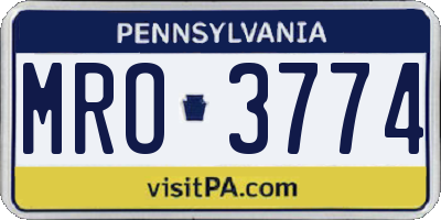 PA license plate MRO3774